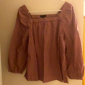 Red gingham peasant blouse